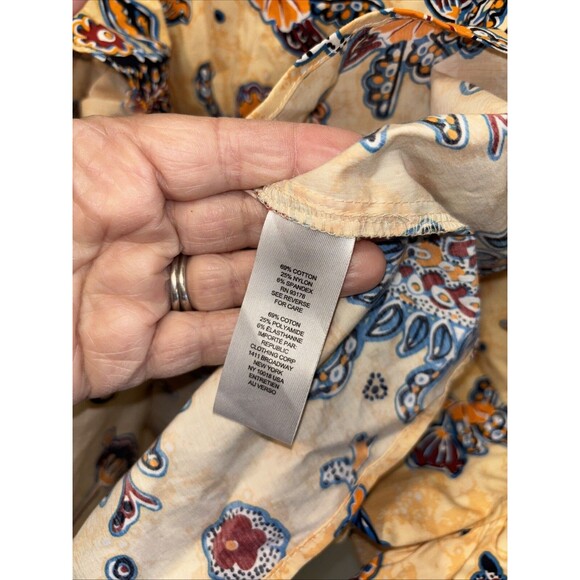 Elie ELIE TAHARI yellow Top floral paisley cotton flutter cottagecore M Women - Picture 5 of 10